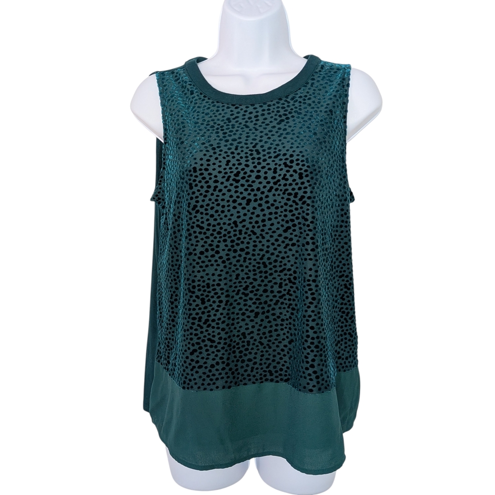 Apt. 9 Dark Teal Sleeveless Tank Top With Velvety Textured Dots
